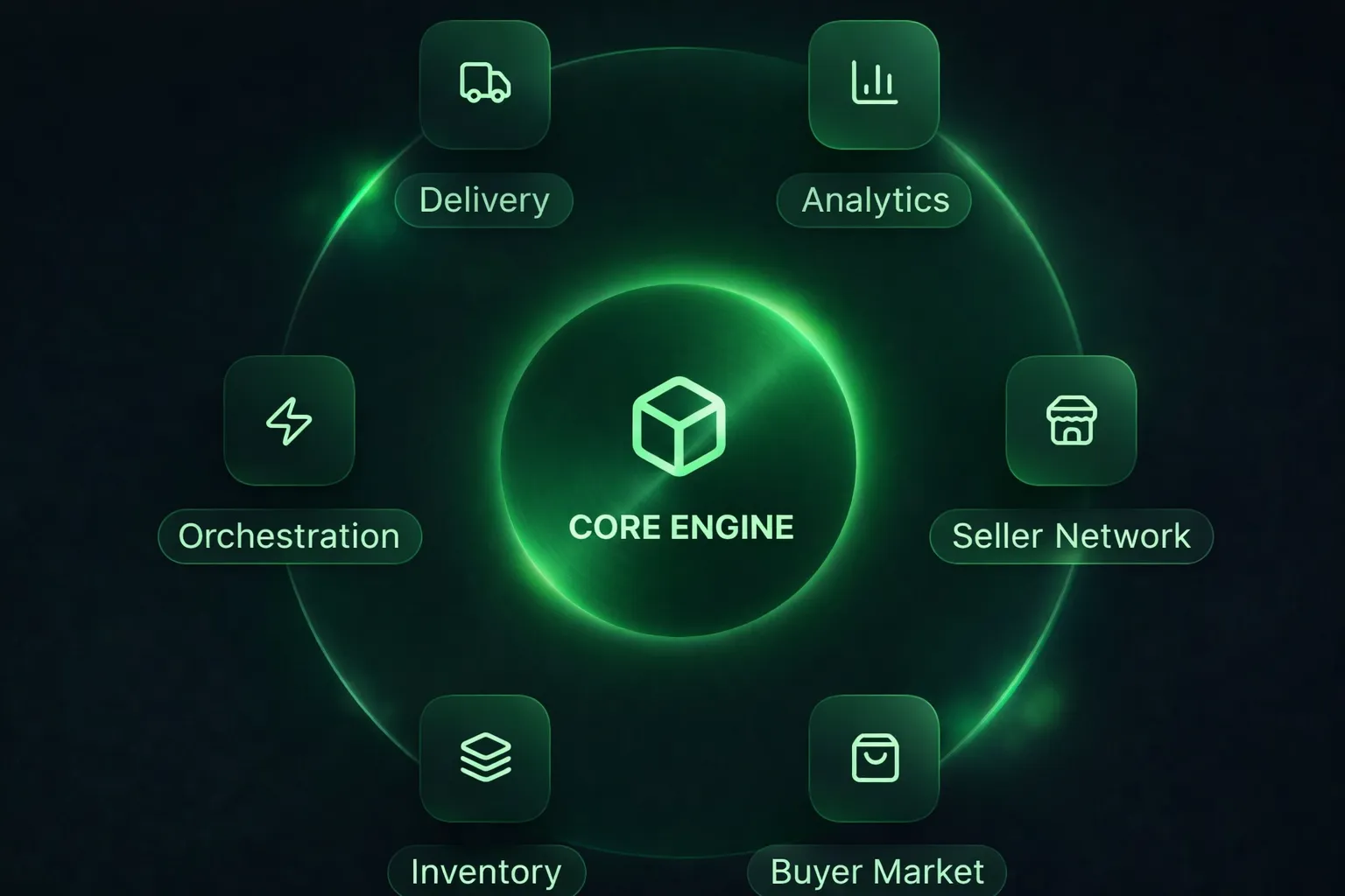 Multi-Channel Fulfillment showing order flow from sellers through Qrevix platform to buyers